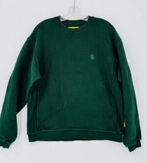 YELABÈL Yellow Label Co. Dark Green Sherpa Relaxed Fit Sweatshirt Sz M